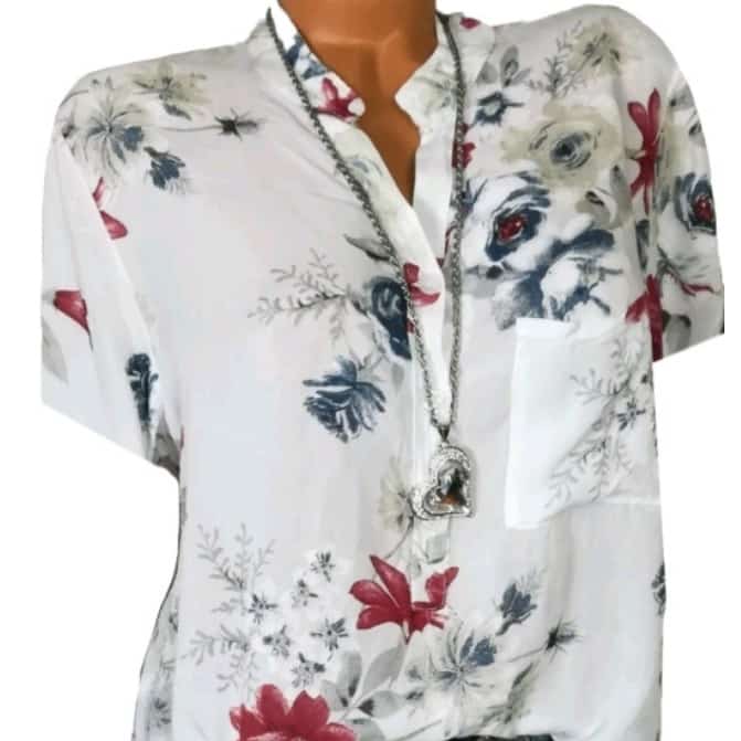 BerryLook Band Collar Loose Fitting Printed Blouse Review