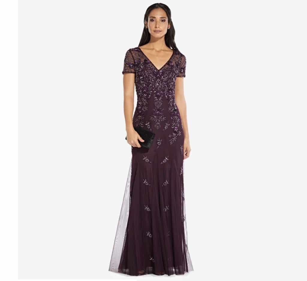 Adrianna Papell Floral Beaded Godet Gown Review