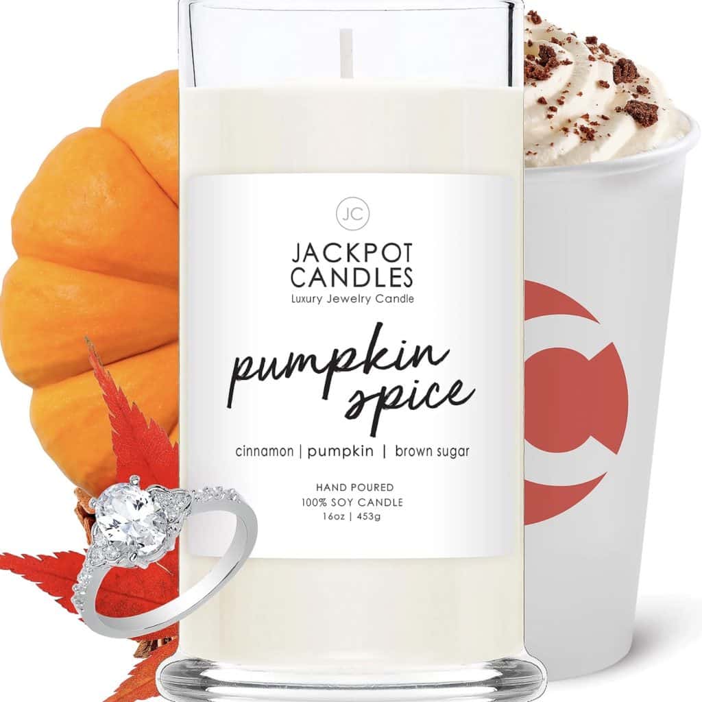 Jackpot Candles Pumpkin Spice Candle with Jewelry Ring