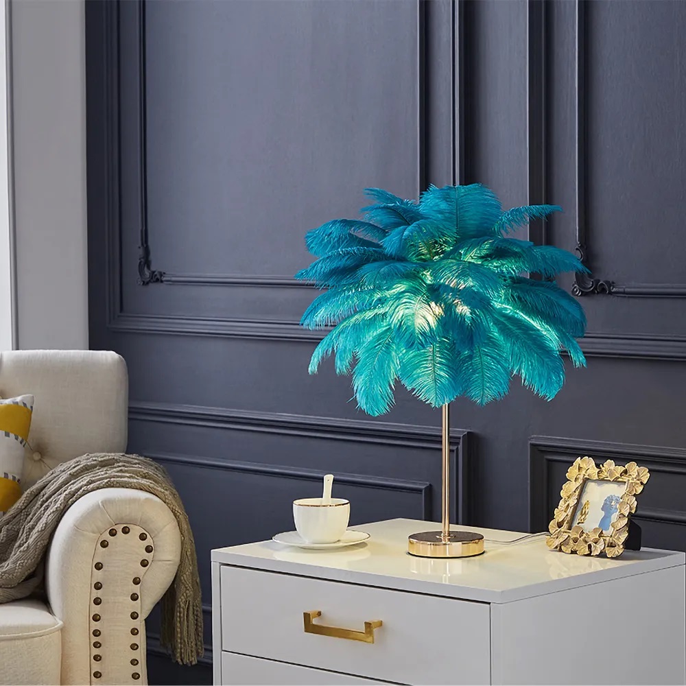 Homary Green Feather Gold Table Lamp Review