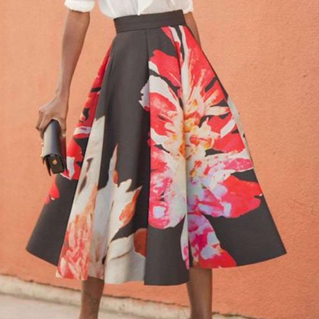StyleWe ​​Floral A-Line Elegant Work Midi Skirt Review 