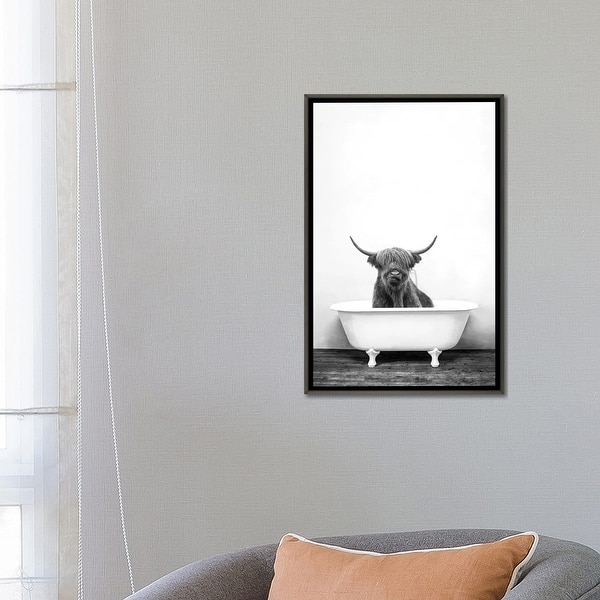 ICanvas Highland Cow In Bathtub Black And White Canvas Print Review