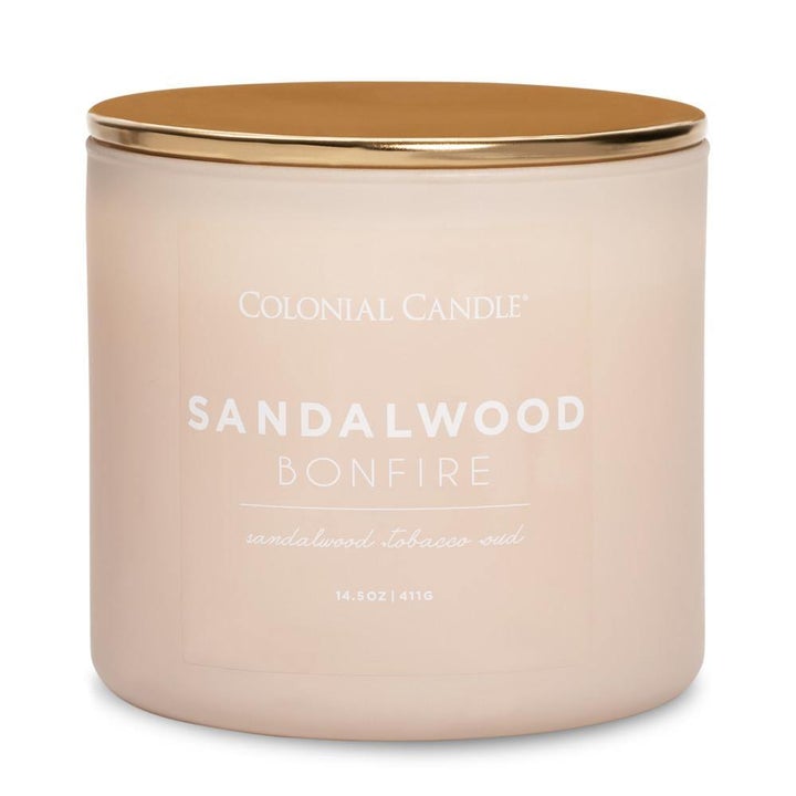 Colonial Candle Pop of Color Scented Jar Candle Sandalwood Bonfire Review