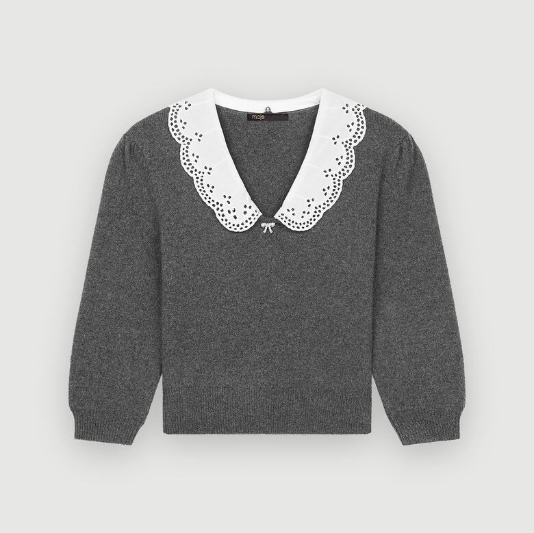 Maje Pullover With Broderie Anglaise Collar Review
