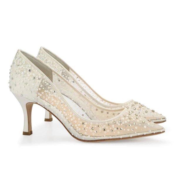 Bella Belle Shoes Evelyn Ivory Wedding Pumps Low Heel Bling Wedding Shoes For Bride Review