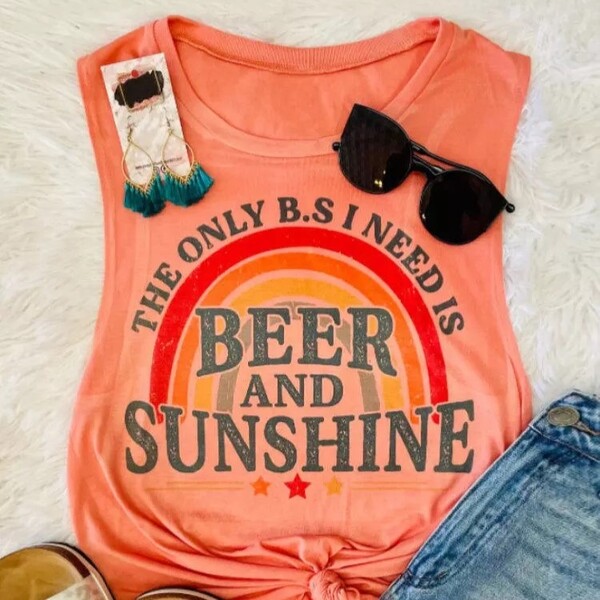 Bellelily The Only BS I Need Is Beer and Sunshine Rainbow Tank Review 
