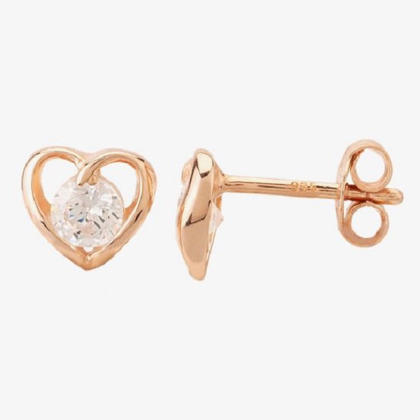The Jewel Hut Rose Gold Plated Cubic Zirconia Open Heart Stud Earrings THB001406 Review