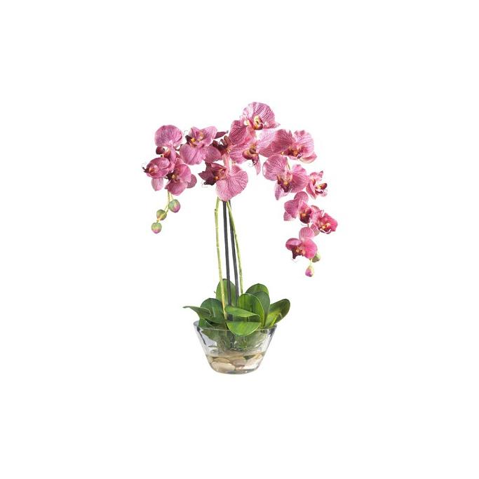 Nearly Natural Phalaenopsis w/Glass Vase Silk Flower Arrangement 