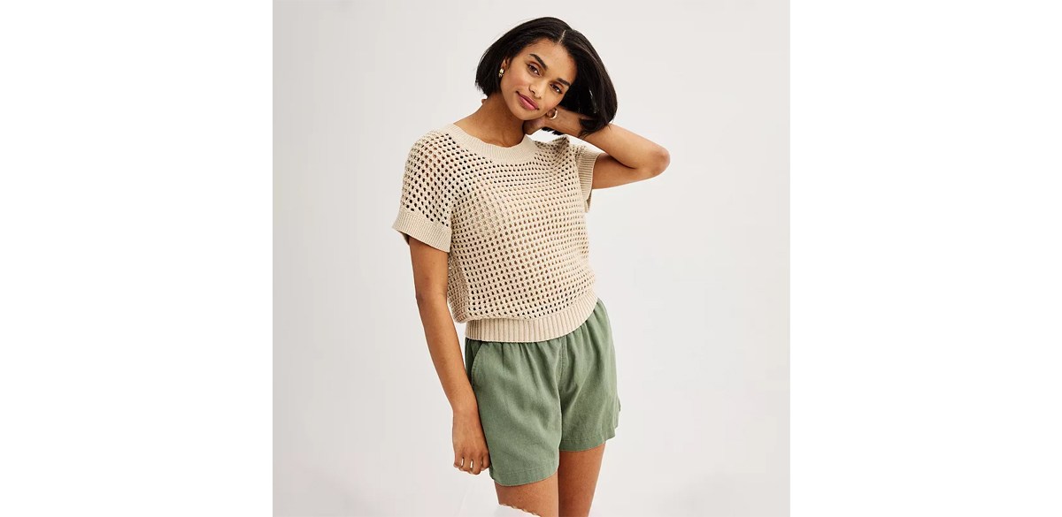 Kohl’s Women's Sonoma Goods For Life Short Sleeve Open Stitch Dolman Sweater Kohl’s Women's Sonoma Goods For Life Short Sleeve Open Stitch Dolman Sweater