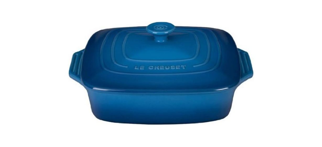 Best Le Creuset Stoneware Covered Square Casserole Dish With Lid, in a bright blue shade called "Marseille" Best Le Creuset Stoneware Covered Square Casserole Dish With Lid, in a bright blue shade called "Marseille"