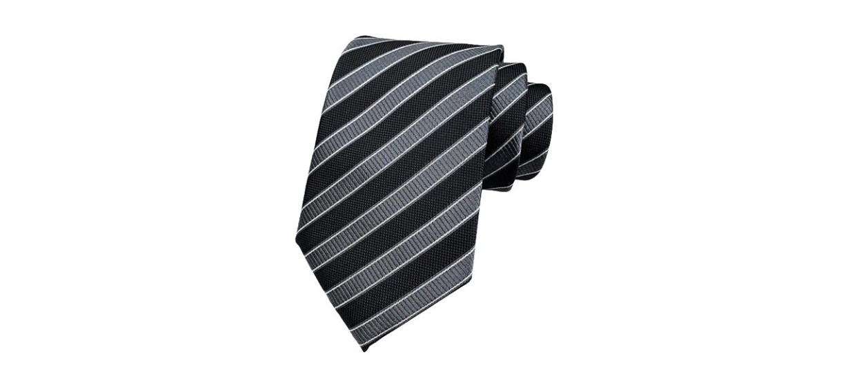 a stripe black and gray tie
