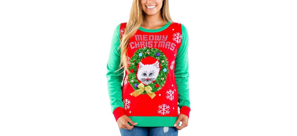 Best Tipsy Elves Meowy Christmas Ugly Christmas Sweater Best Tipsy Elves Meowy Christmas Ugly Christmas Sweater