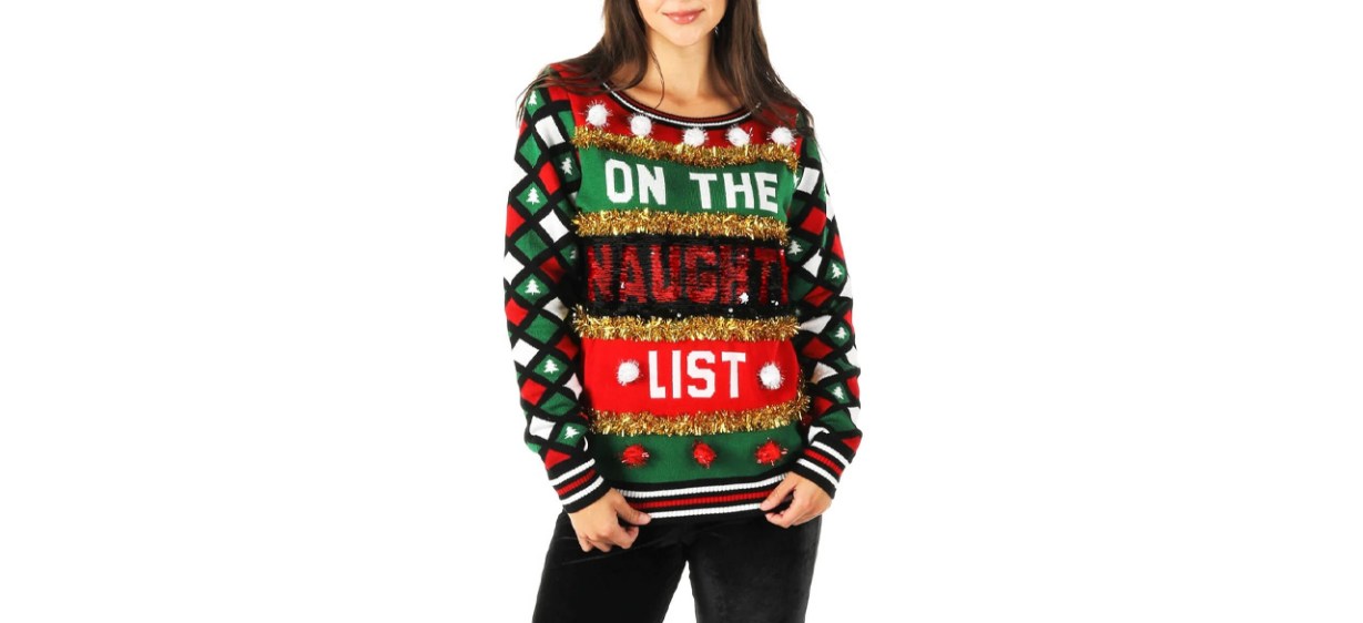Best Tipsy Elves Naughty Or Nice Reversible Sequin Ugly Christmas Sweater Best Tipsy Elves Naughty Or Nice Reversible Sequin Ugly Christmas Sweater