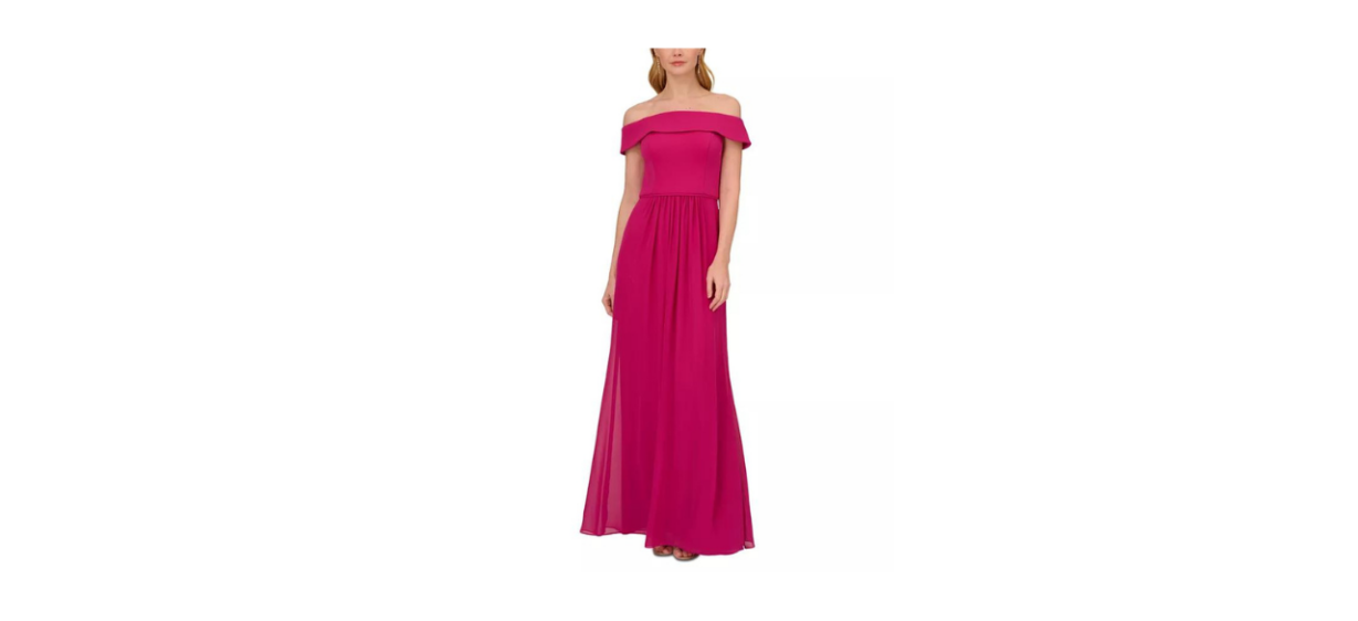 Adrianna Papell Off-the-Shoulder Chiffon Gown Adrianna Papell Off-the-Shoulder Chiffon Gown