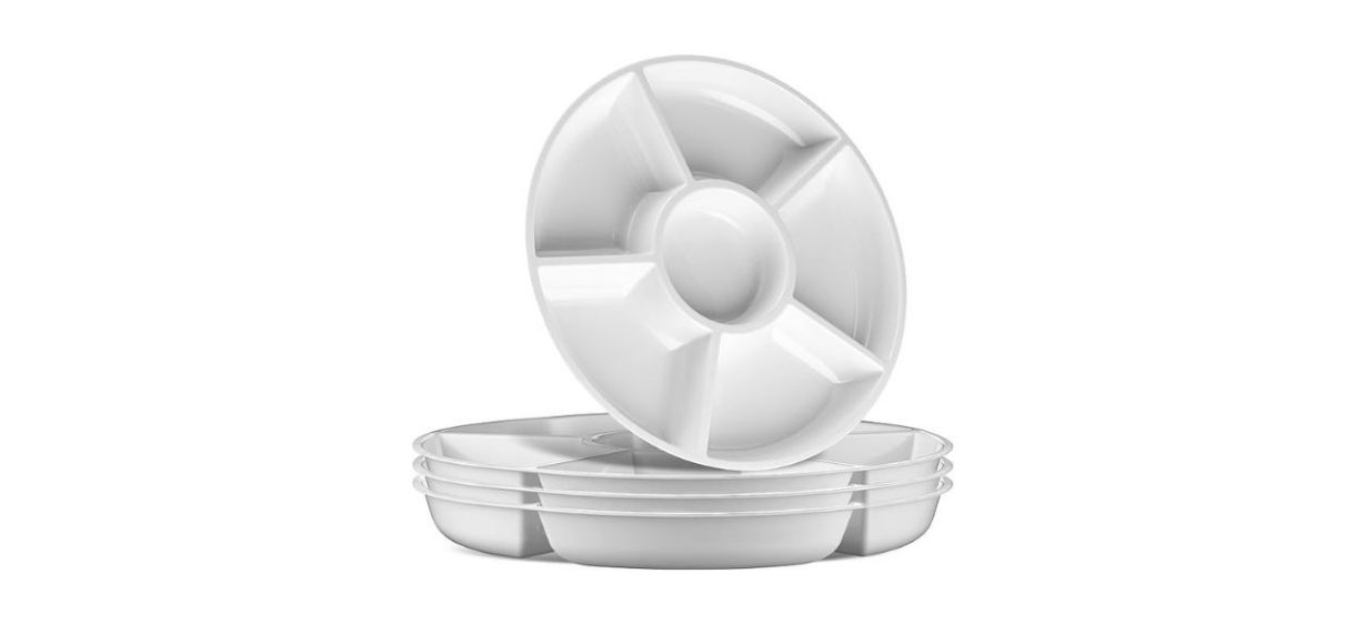 Plasticpro Sectional Round Plastic Serving Tray/Platter Set of 6 Plasticpro Sectional Round Plastic Serving Tray/Platter Set of 6