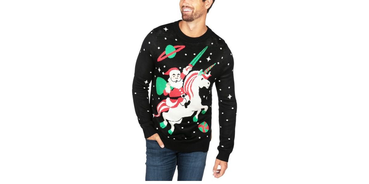 Tipsy Elves Santa Unicorn Ugly Christmas Sweater Tipsy Elves Santa Unicorn Ugly Christmas Sweater